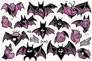 Feminine bat new skool tattoo idea