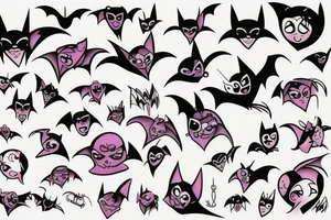 Feminine bat new skool tattoo idea