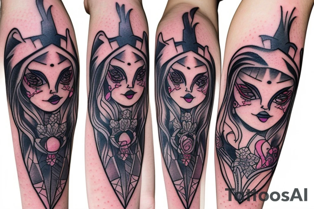Feminine bat new school tattoo idea