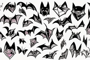 Feminine bat new school tattoo idea