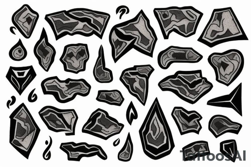 Granite rock with fire tattoo idea