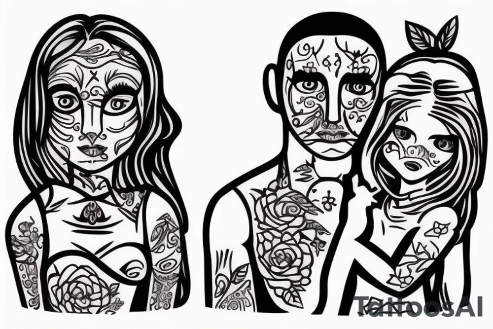 Father and daughter artwork. tattoo idea