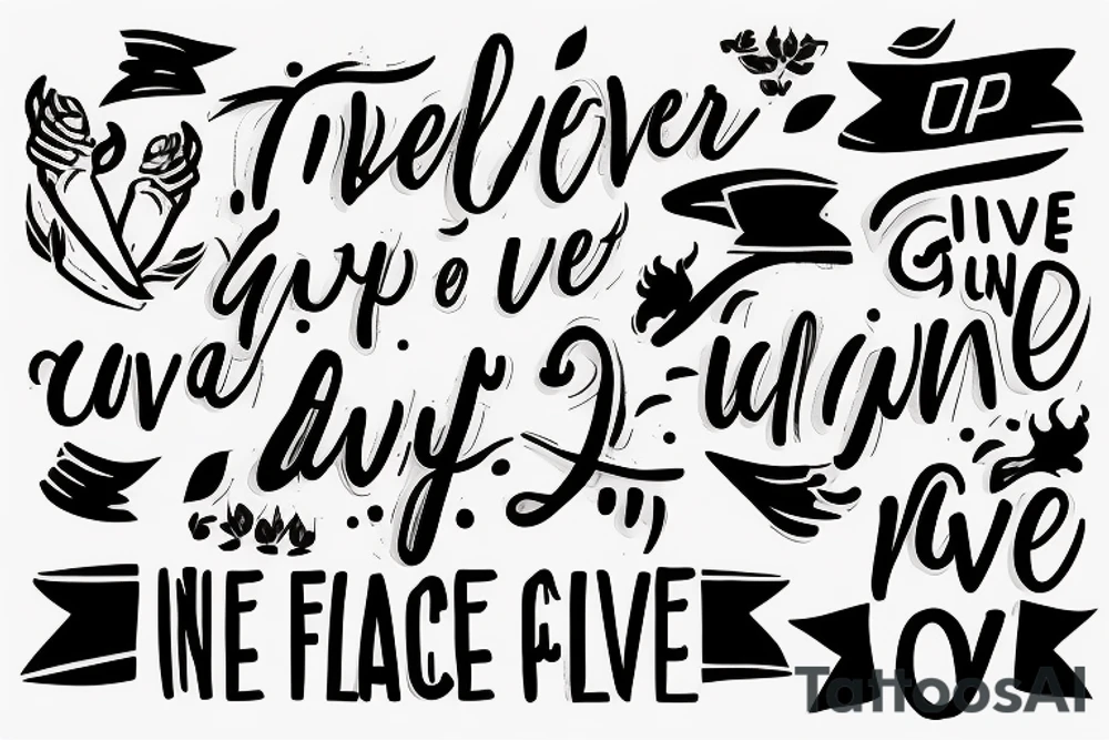 Never give up, persevere, resilience, always carry on, move forward tattoo idea