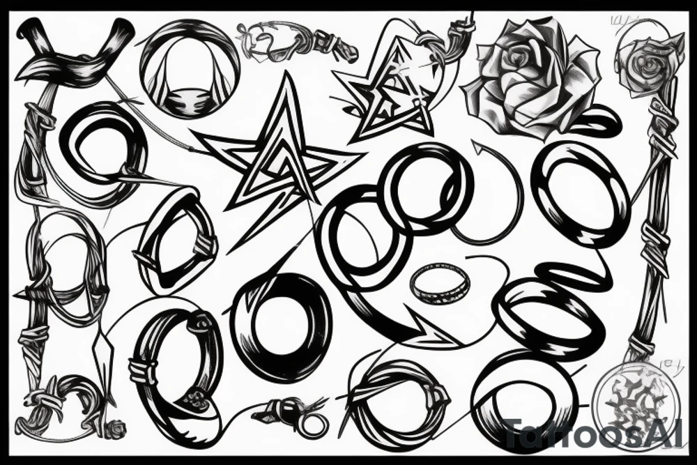 Arrow with rings tattoo idea