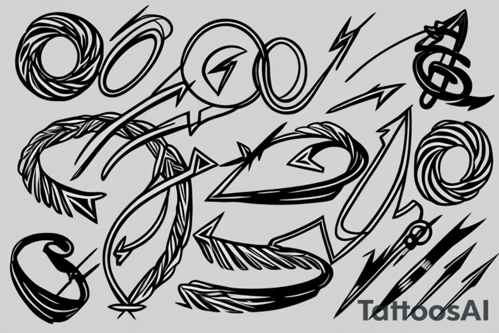 Arrow with rings tattoo idea