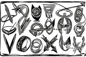 Arrow passing through rings tattoo idea
