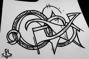 Arrow passing through rings tattoo idea