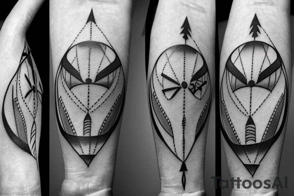 Arrow passing through rings tattoo idea