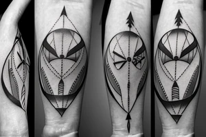 Arrow passing through rings tattoo idea