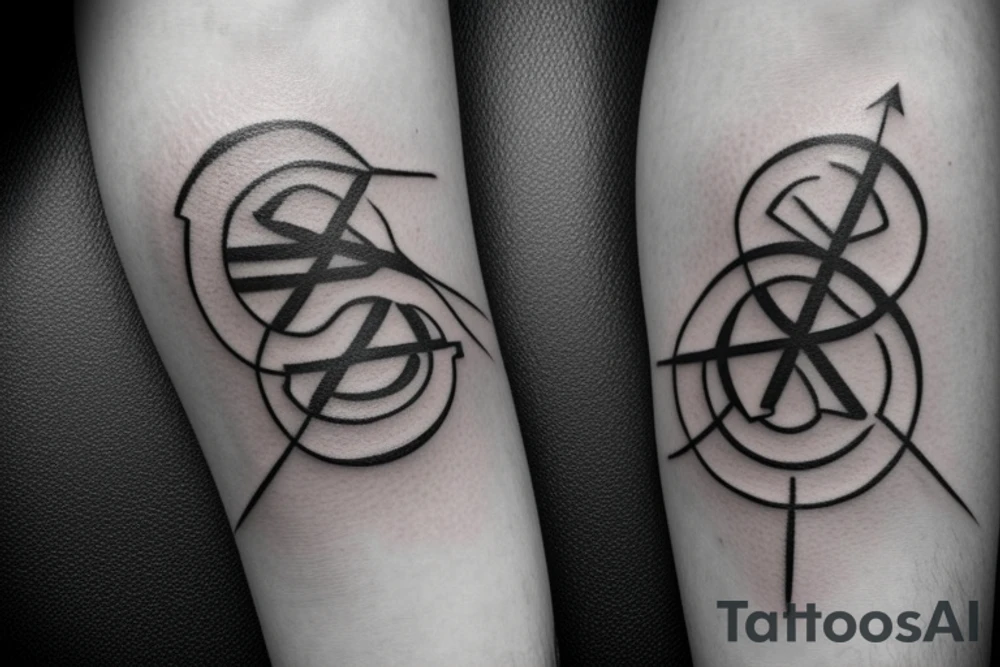 Arrow passing through rings tattoo idea