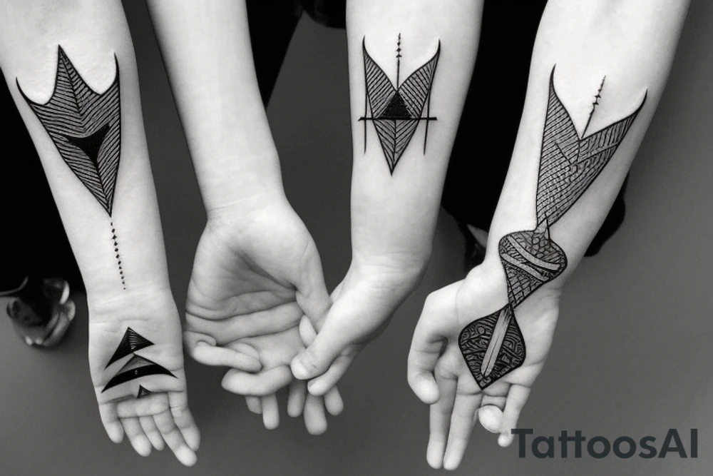 Arrow passing through rings tattoo idea