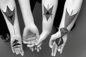 Arrow passing through rings tattoo idea