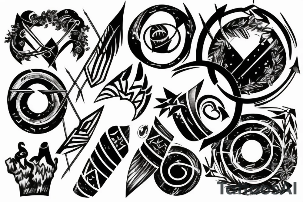 Arrow passing through rings tattoo idea