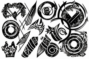 Arrow passing through rings tattoo idea