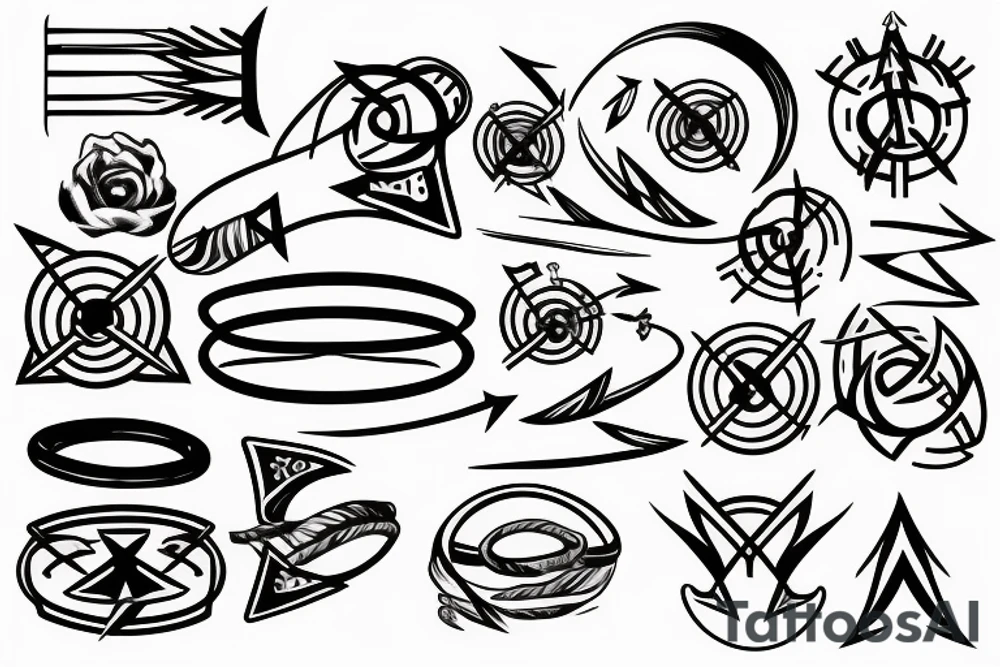 Arrow passing through rings tattoo idea