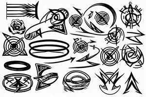 Arrow passing through rings tattoo idea