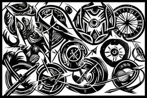 Arrow passing through rings tattoo idea