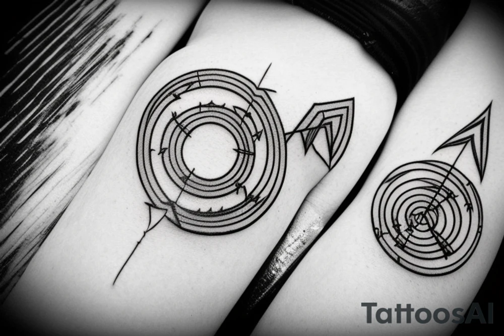 Arrow passing through rings bands tattoo idea