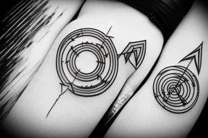 Arrow passing through rings bands tattoo idea