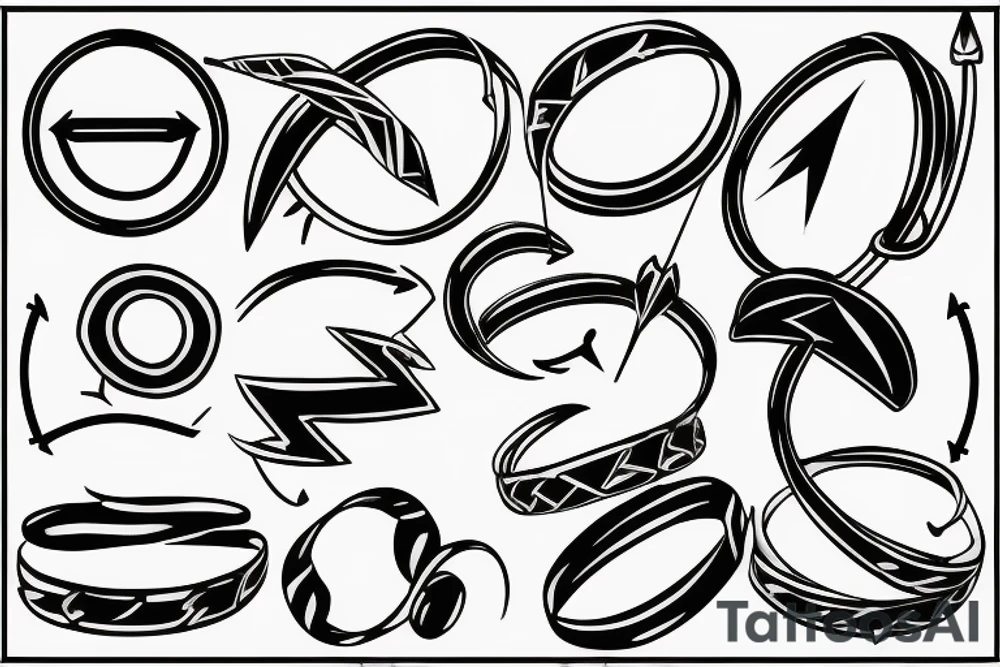 Arrow passing through rings bands tattoo idea