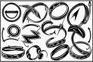 Arrow passing through rings bands tattoo idea