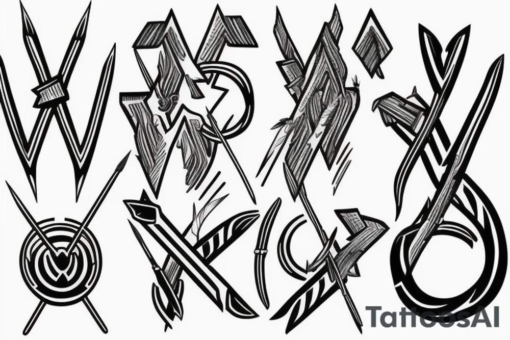 Arrow passing through bands tattoo idea