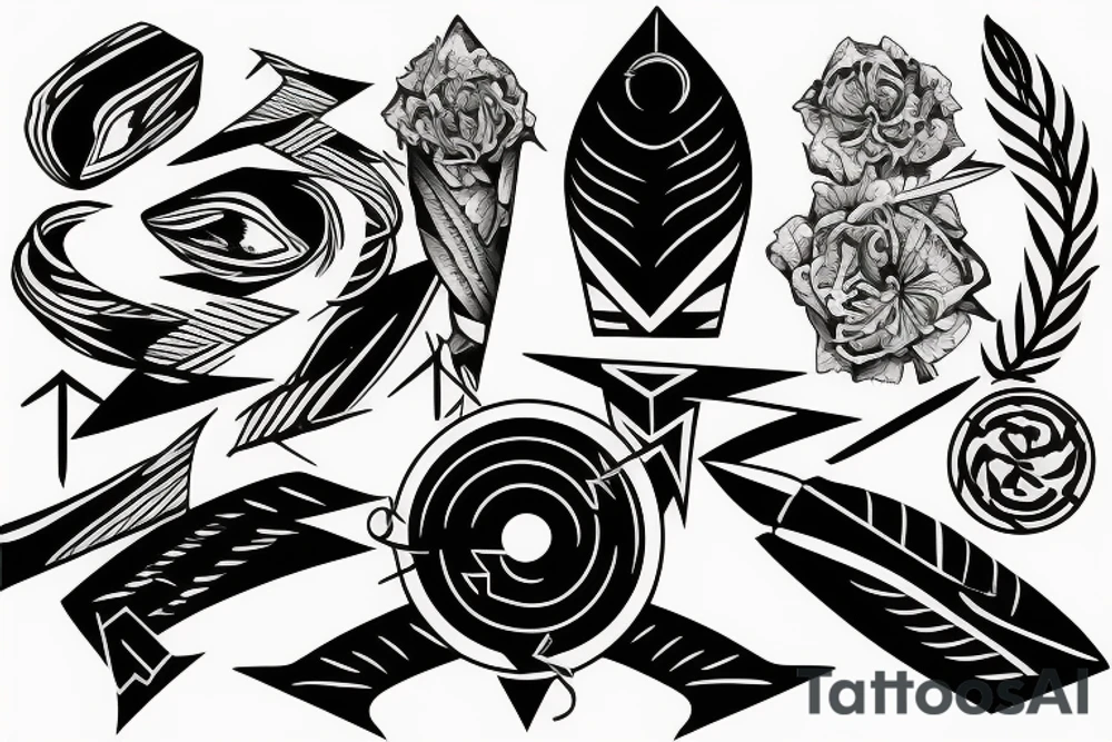 Arrow passing through bands tattoo idea