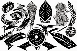 Arrow passing through bands tattoo idea