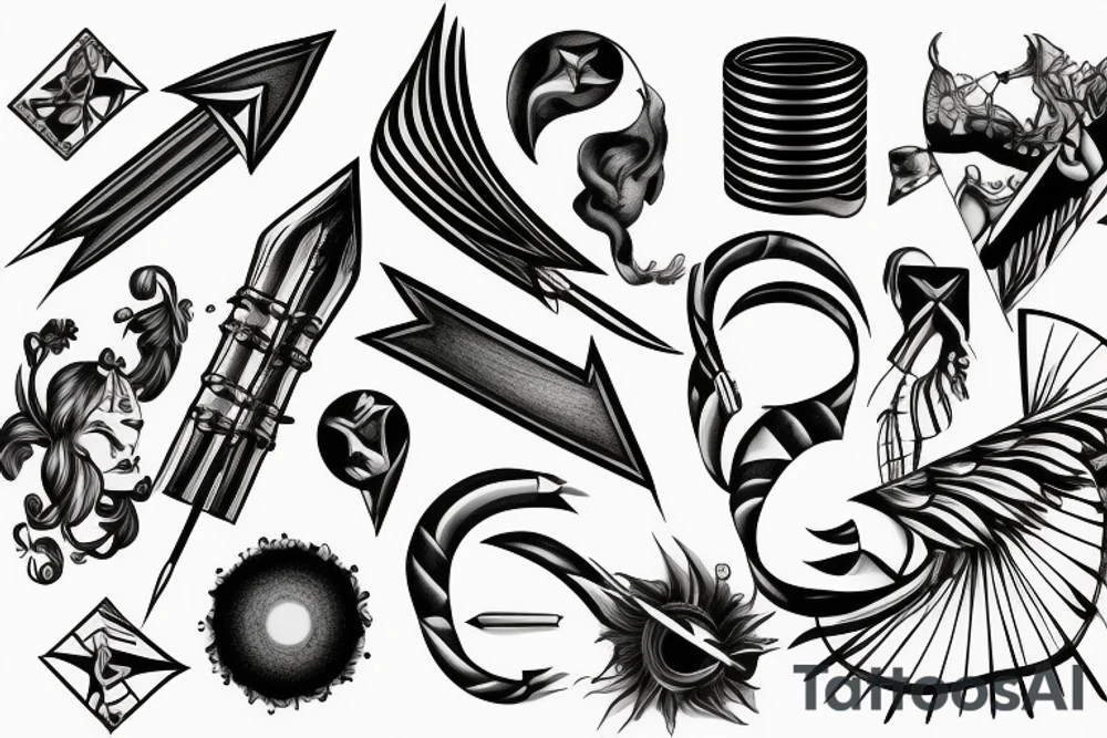 Arrow passing through bands tattoo idea