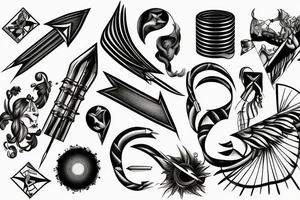 Arrow passing through bands tattoo idea