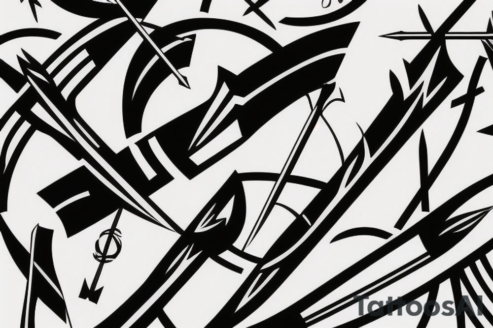 Arrow passing through bands tattoo idea