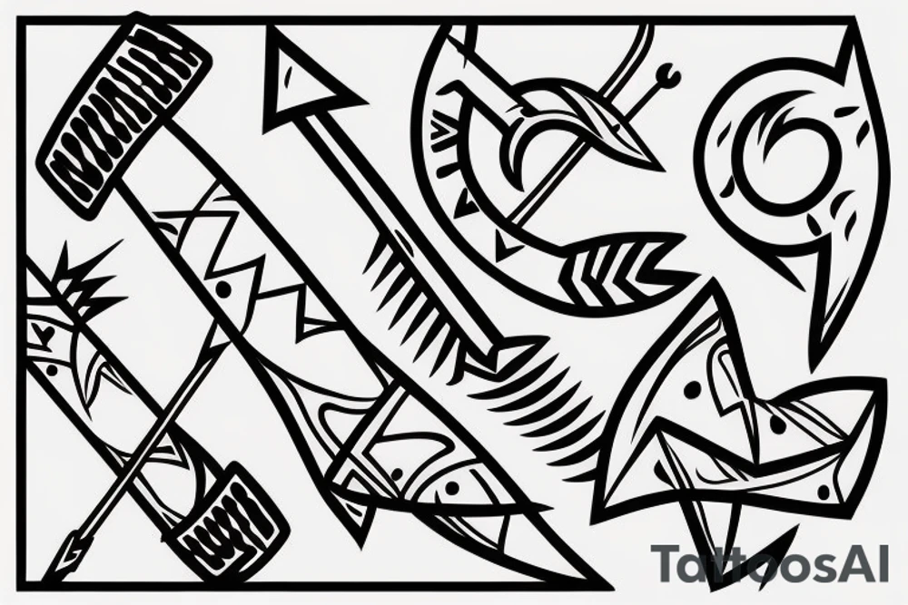 Arrow passing through bands tattoo idea