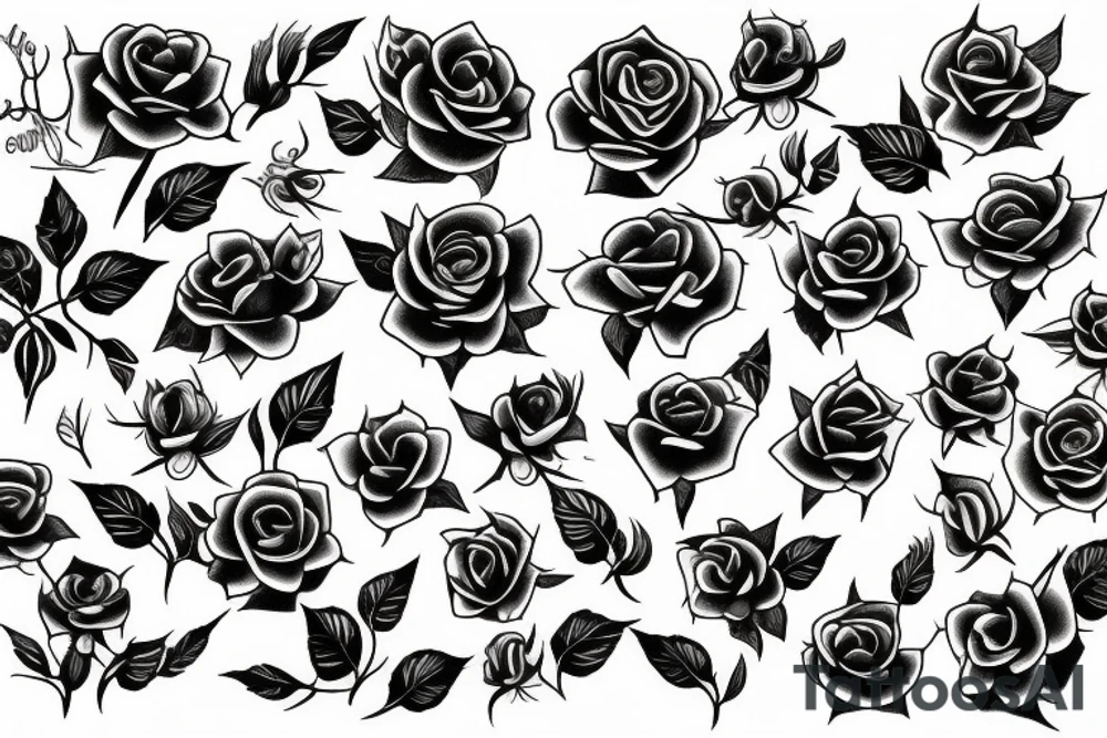 Roses with thorns and vines. tattoo idea