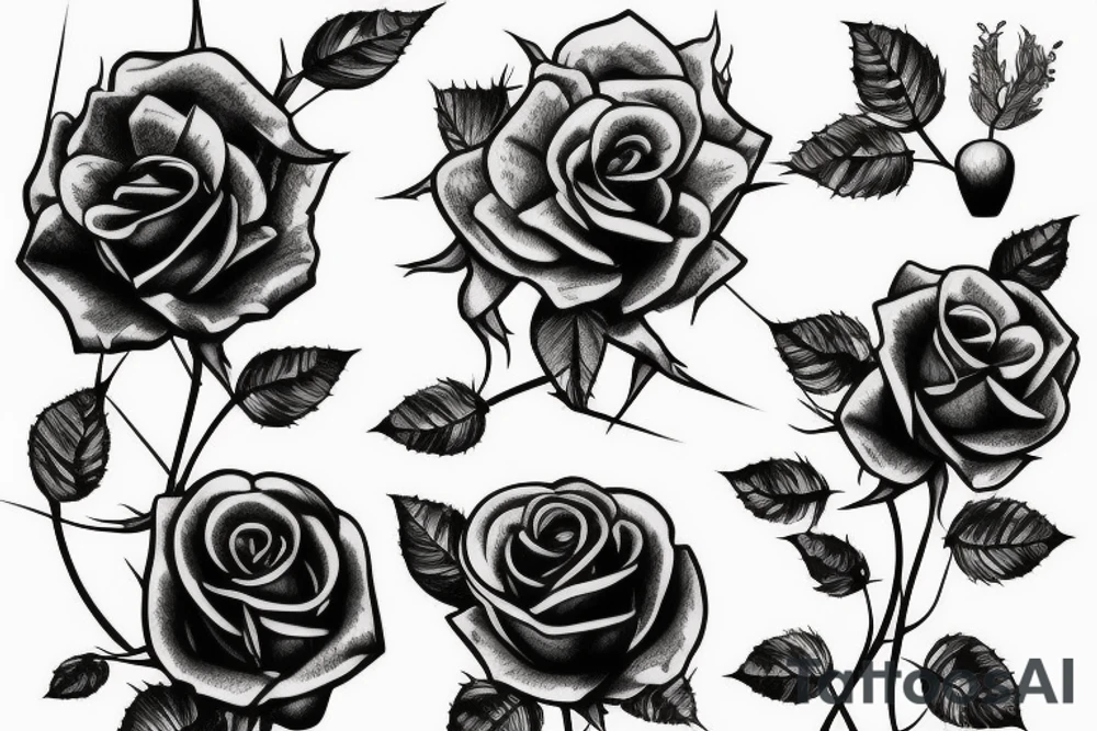 Roses with thorns and vines. tattoo idea