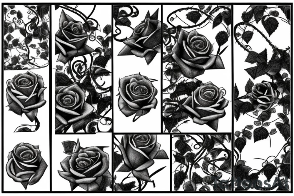 Rose garden with thorns and vines. tattoo idea Rose garden with thorns and vines. tattoo idea