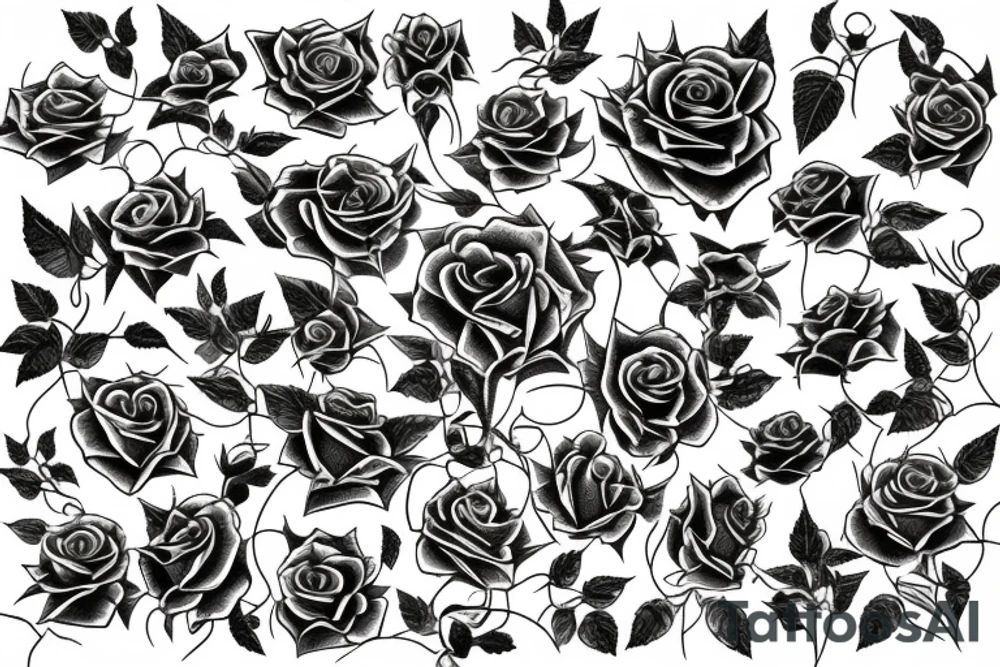 Rose garden with thorns and vines. tattoo idea