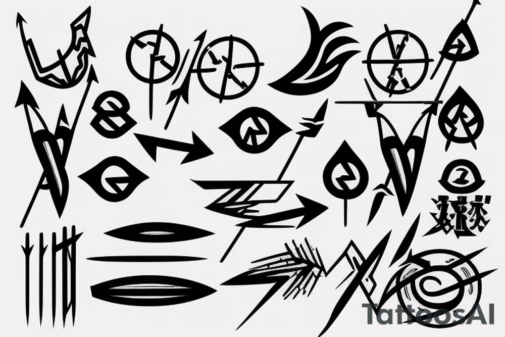 Arrow passing through bands tattoo idea
