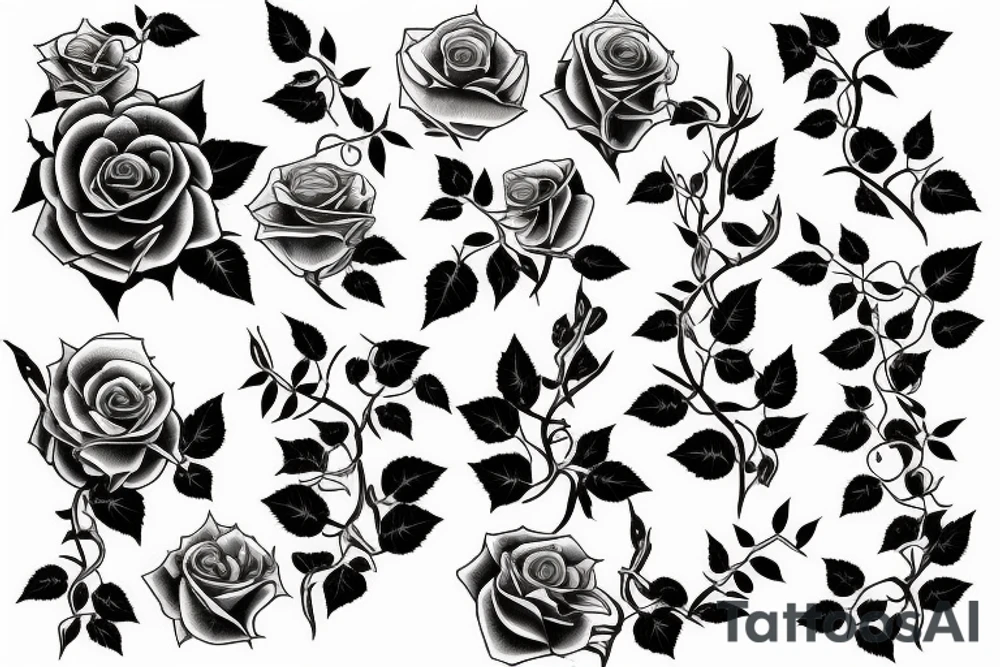 Rose garden with thorns and vines. tattoo idea Rose garden with thorns and vines. tattoo idea