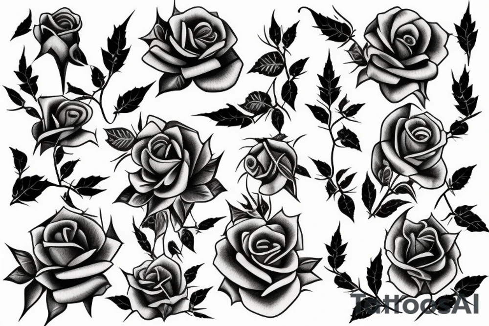 Rose garden with thorns and vines. tattoo idea