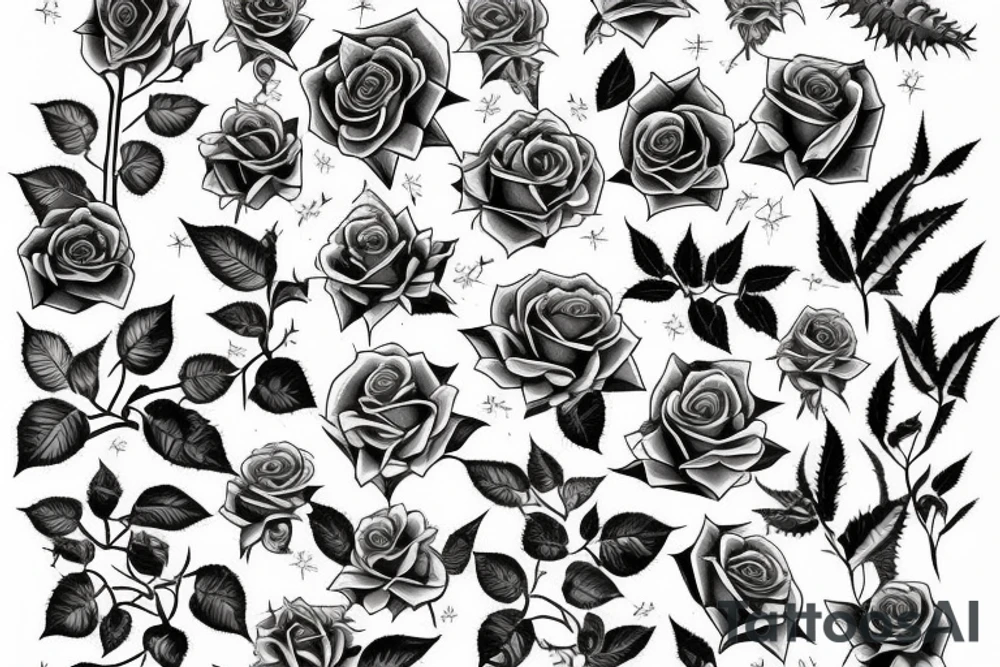 Rose garden with thorns and vines. tattoo idea Rose garden with thorns and vines. tattoo idea
