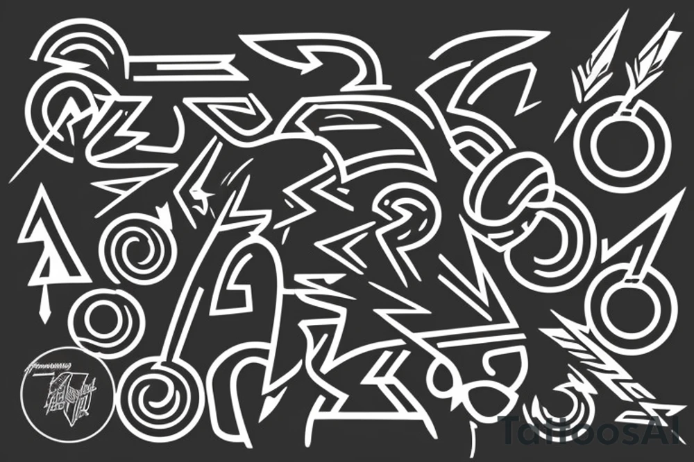 Arrow passing through bands tattoo idea