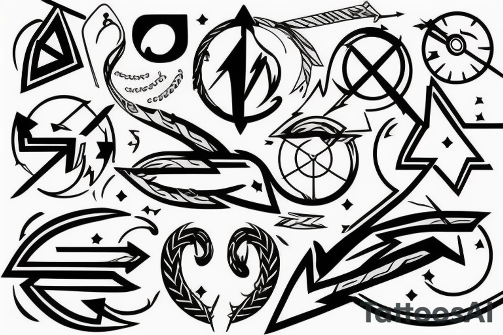 Arrow passing through bands tattoo idea