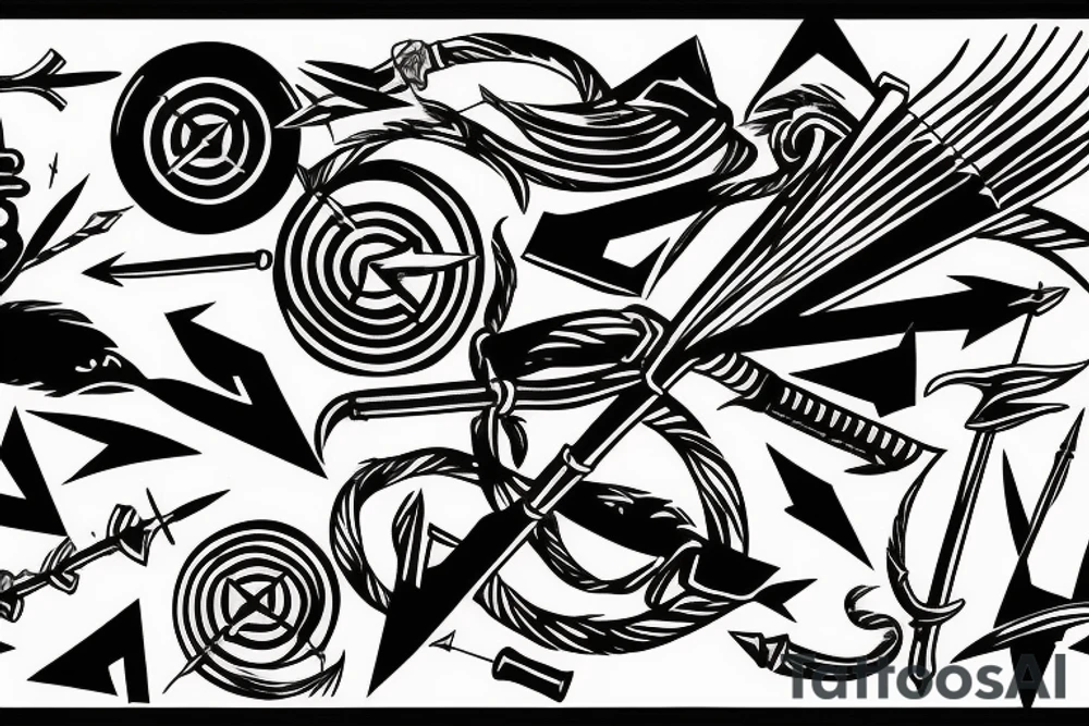 Arrow passing through bands tattoo idea