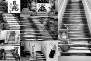 Outdoor stone stair case tattoo idea