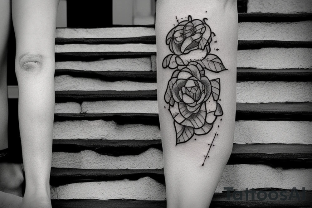 Outdoor stone stair case tattoo idea