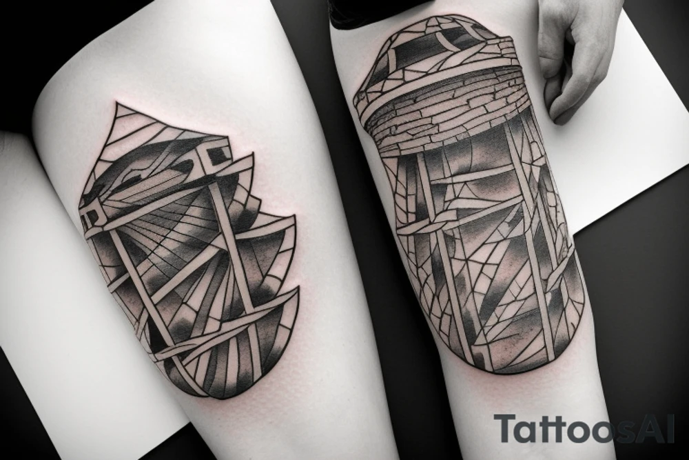Outdoor stone stair case tattoo idea