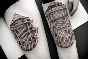 Outdoor stone stair case tattoo idea