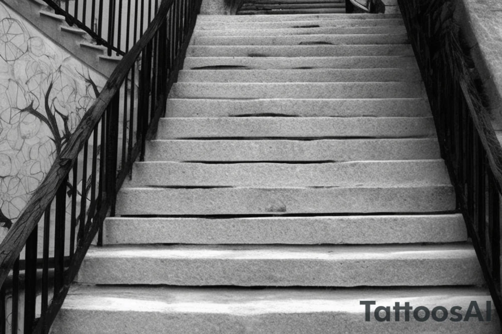 Outdoor stone stair case tattoo idea