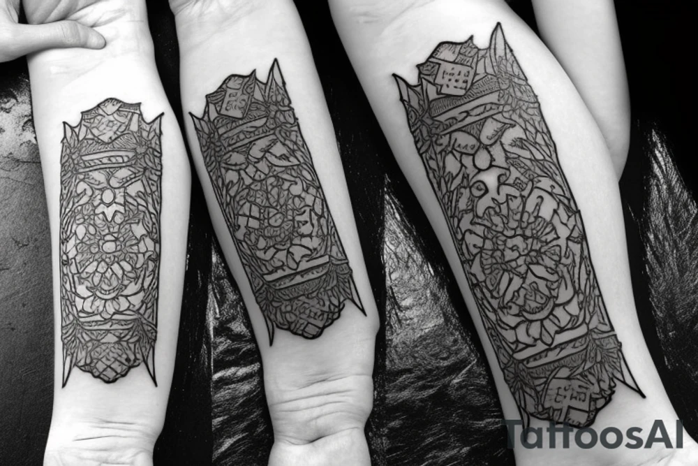 Outdoor stone stair case tattoo idea