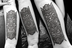 Outdoor stone stair case tattoo idea